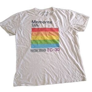 Graphic Tee Retro Memorex VHS High Bias TC-30 Men’s Large White Bower Supply